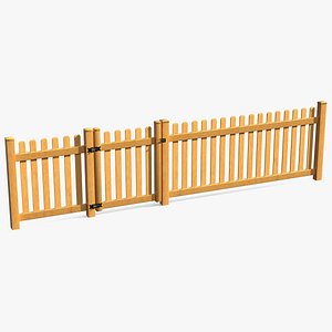 3D wooden picked fence section