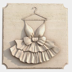 3D Relief Dress Tan