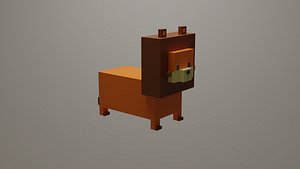 Voxel Low Polly Animal Lion model