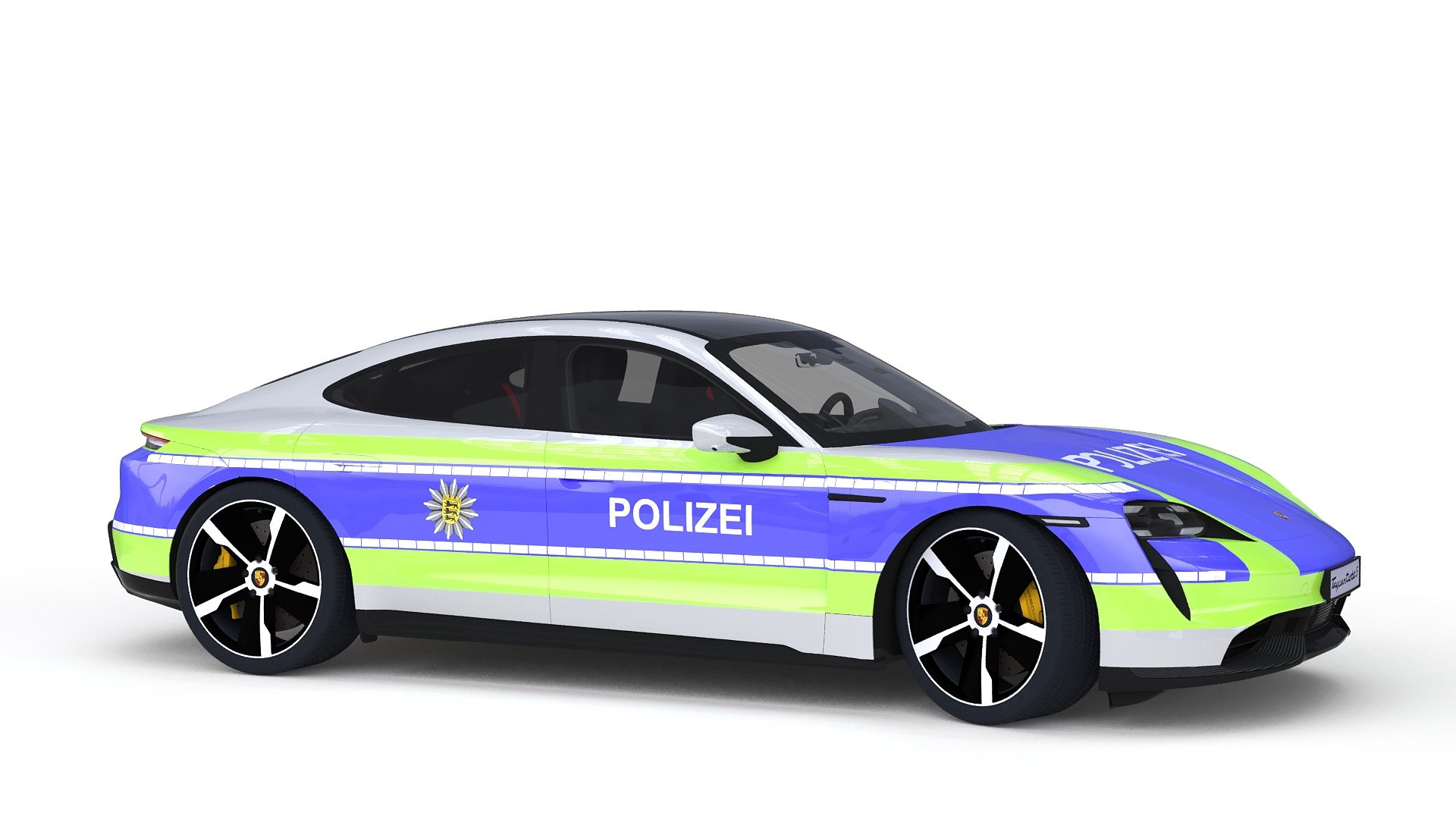 Porsche Taycan Turbo S 2020 Police Rigged 3D model preview