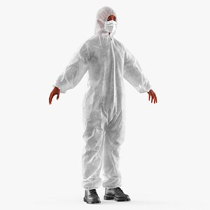 Protective Disposable Jumpsuit and Mask on Female Fur for Maya