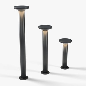 Modern Garden Bollard Lights Three Heights Graphite Bronze