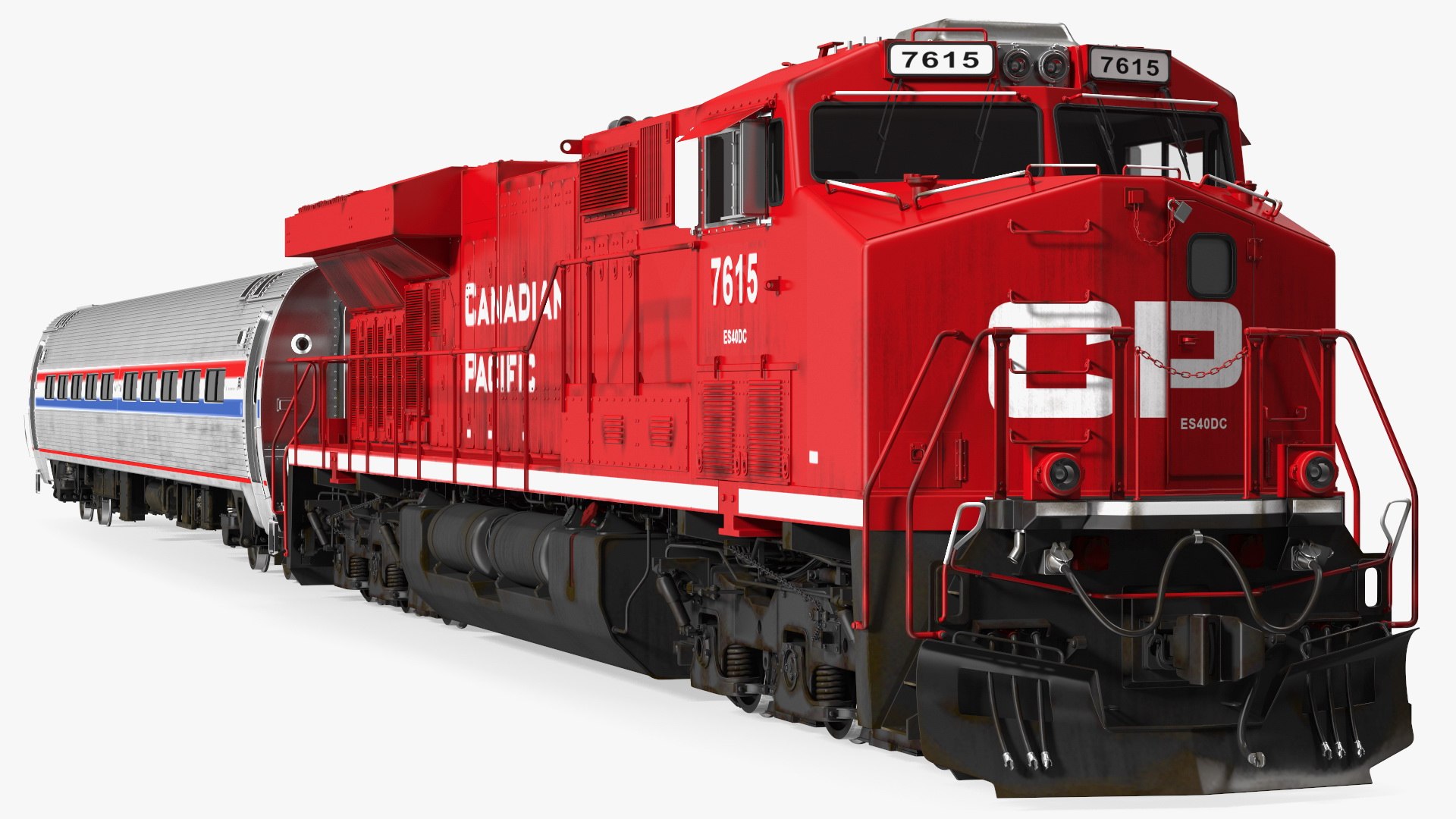 Locomotive with Wagons 3D model preview