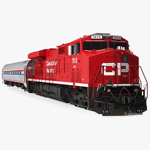 Locomotive with Wagons 3D model