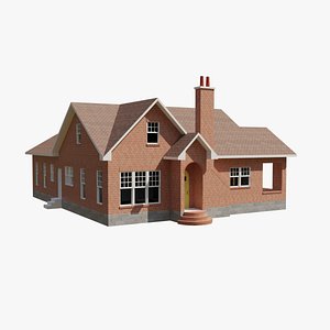 3D Brick Bungalow with Interior