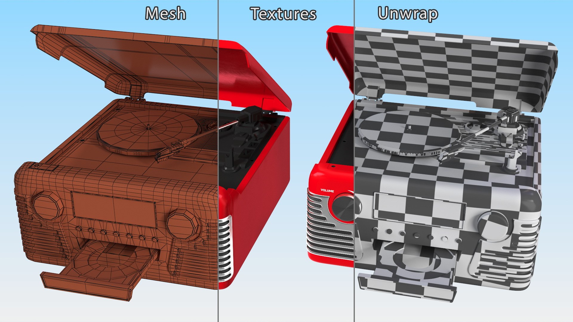 3D Red Retro Turntable - TurboSquid 2068535