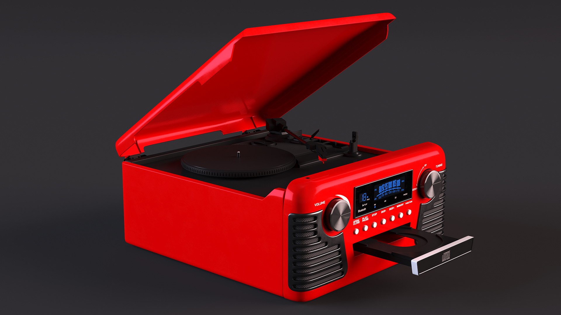 3D Red Retro Turntable - TurboSquid 2068535