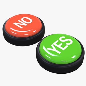 3D buzzer buttons yes-no model
