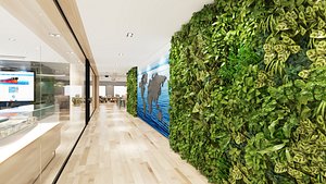 vertical green wall plants 3D