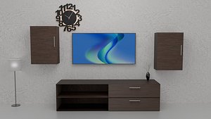 3D model Mounted TV Cabinet Set