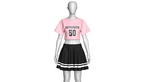 3D Girls Basketball Crop Top With Skirt - Winner