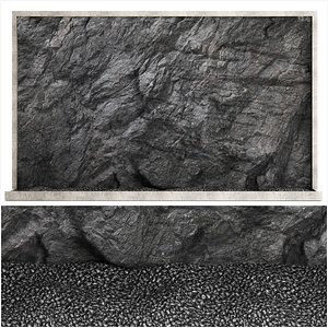 Wall composition black stone rock 3D