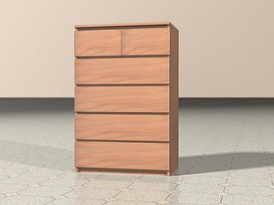 3d model of ikea malm chest drawers