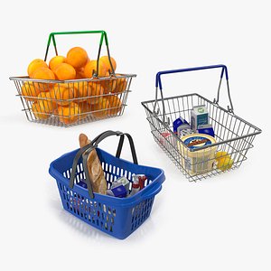 Shopping Baskets with Goods Collection 3D model