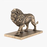 Lion Statue Walking Neutral Bronze