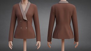 Two-Tone Suit Jacket - Female Blazer 3D Clothing