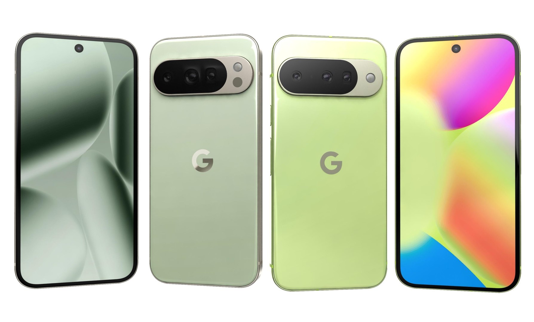 Google Pixel 10 Pro Jade And Google Pixel 10 Lemongrass 3D Model