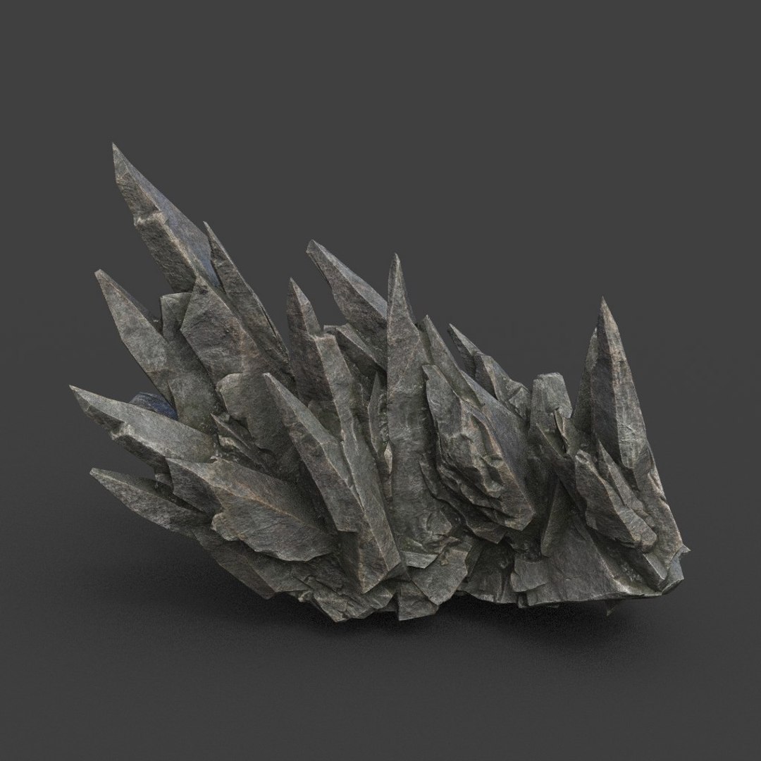 3D 8 Low Poly PBR Spiky Black Rock - TurboSquid 2163145