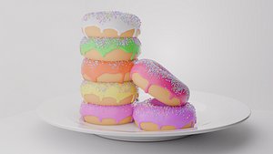 3D Stylized Colorful Donut Pack Sweet Dessert 3D Model model