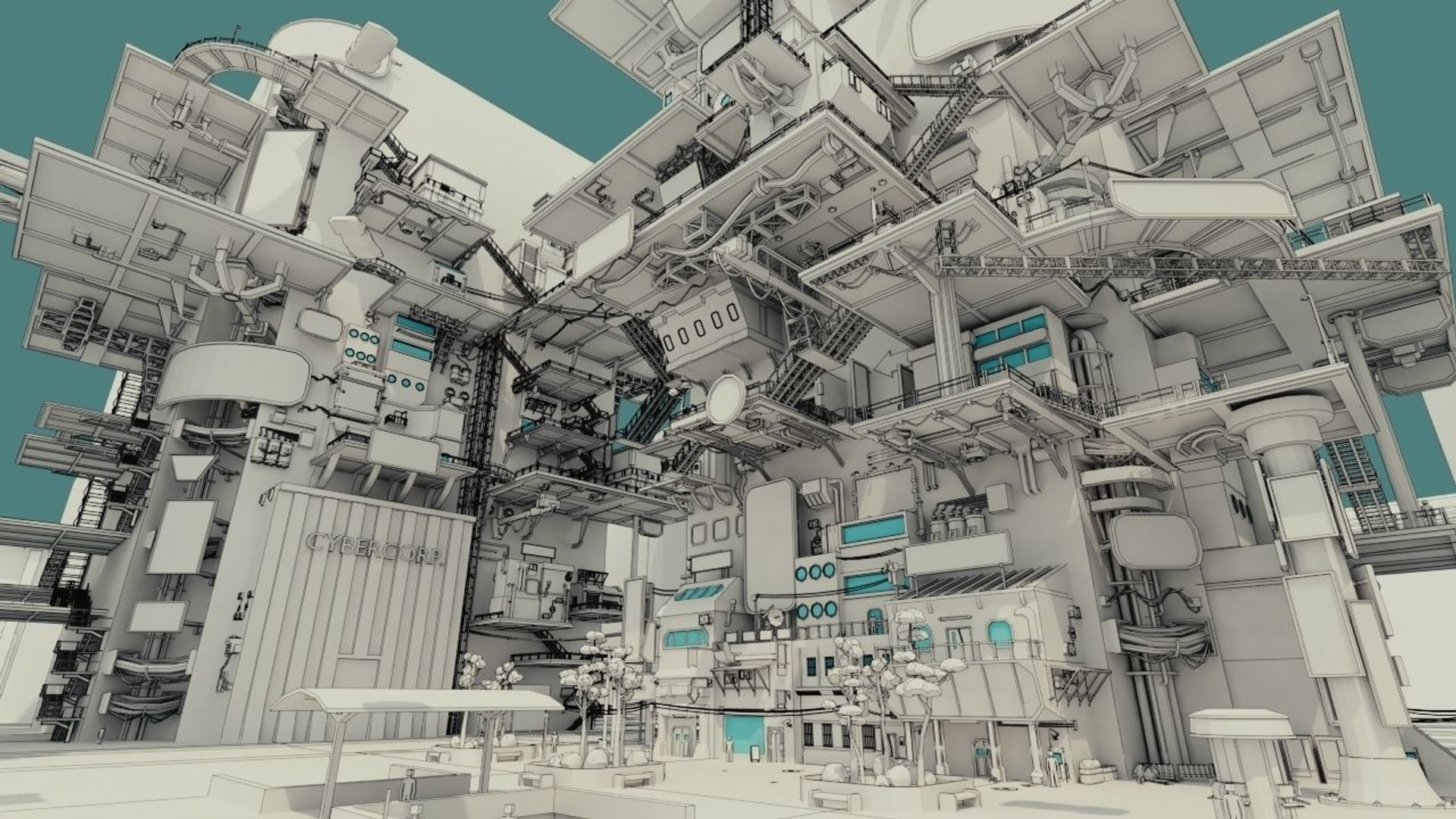 CyberCity2080 3D Model in Buildings 3DExport