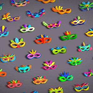 3D 65 Carnival Feather Mask Mega Pack - Kids Party Masks - Stylized Costume Masks