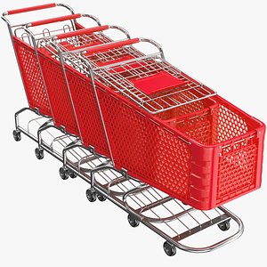Red Detailed Shopping Carts 3D model