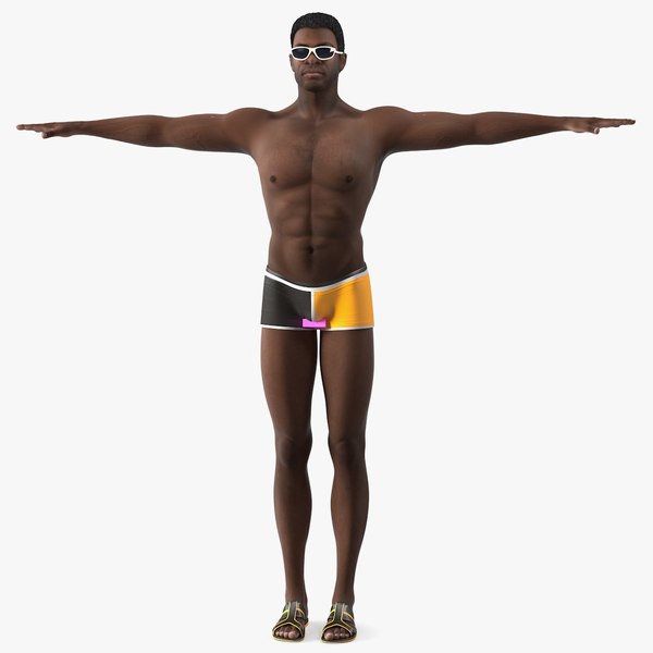 3D afro american man swimwear model