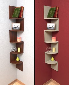 3d model laminated corner shelf