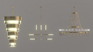 3D Mid Century Modern Chandelier Collection