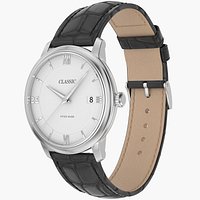Classic Watch Black Leather Bracelet White Dial