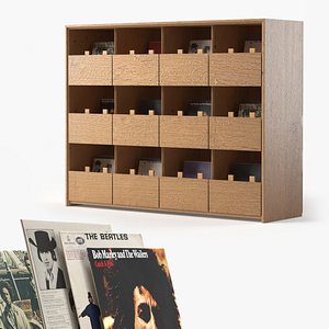 Vinyl Record Organizer Cabinet With Compartments