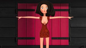 free low poly woman in dress 46
