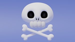 Cartoon Skull and Crossbones 1 3D model