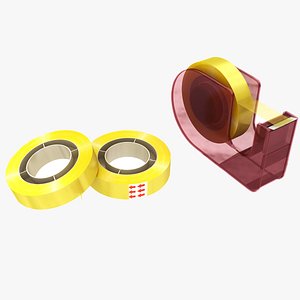 Small Tape Cutter With Tapes 01 3D