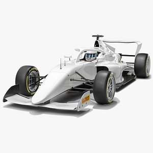 F1 Academy 2024 Tatuus F4-T-421 Race Car White Mockup 3D model