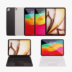 3D iPad Air 11 inch Starlight M2 2024 With Magic Keyboard model