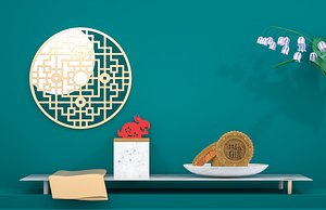 Moon cake rabbit paper-cut Mid-Autumn Festival Celebration Mid-Autumn Festival Happy Mid-Autumn Fest