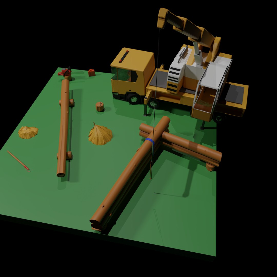 Building Log Home Scene 3D Model TurboSquid 2106190