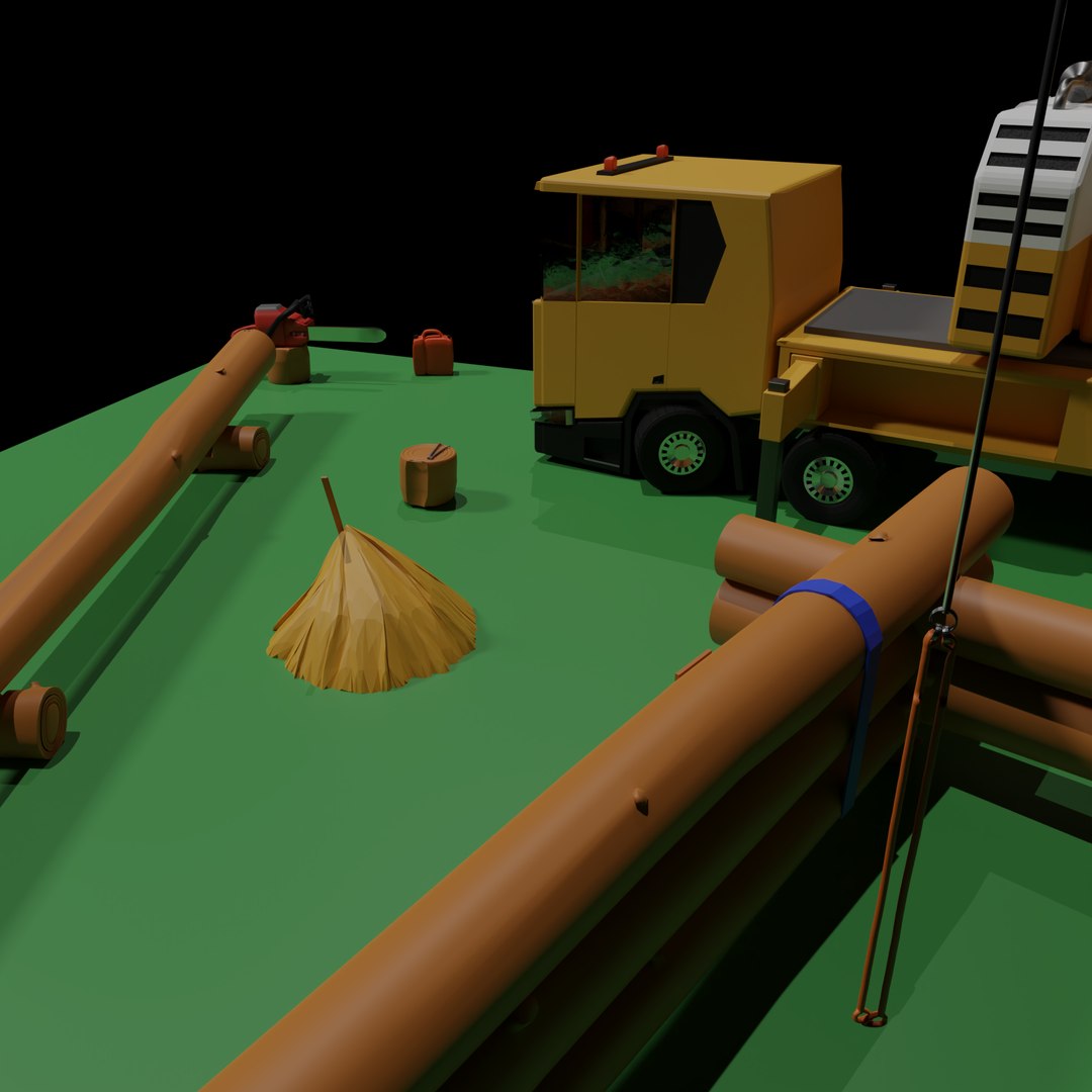 Building Log Home Scene 3D Model - TurboSquid 2106190