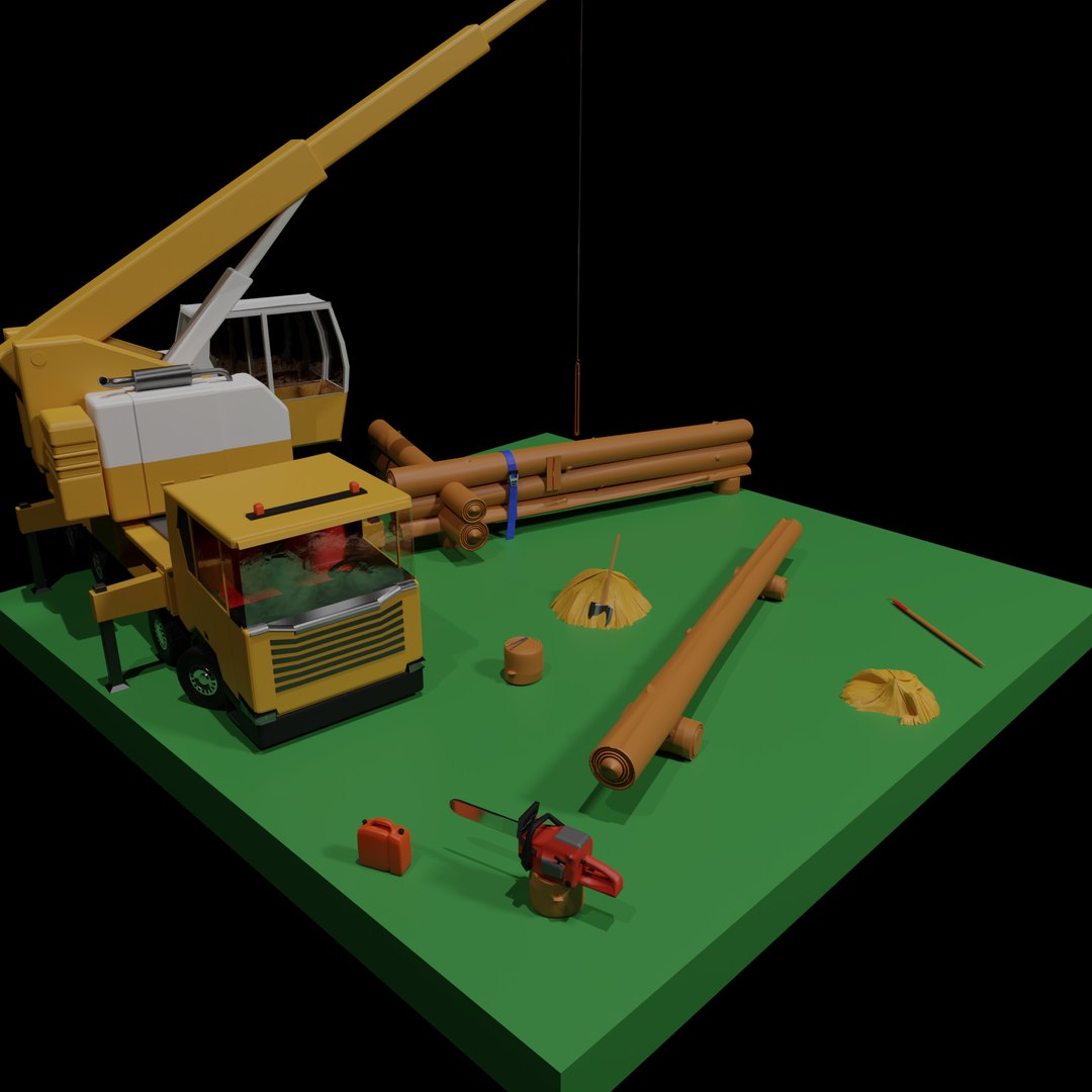 Building Log Home Scene 3D Model - TurboSquid 2106190