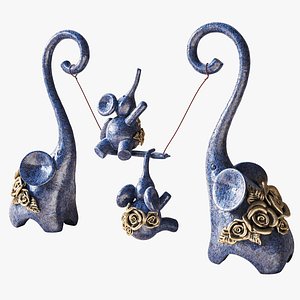 Set of decorative elephants 3D model