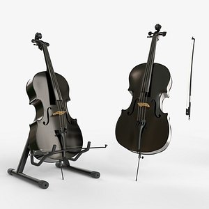 3D Black Carbon Fiber Cello Bow and Stand