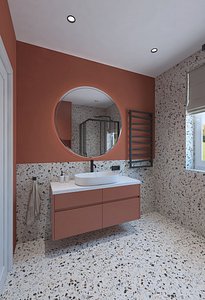 3D Shower with red wall model
