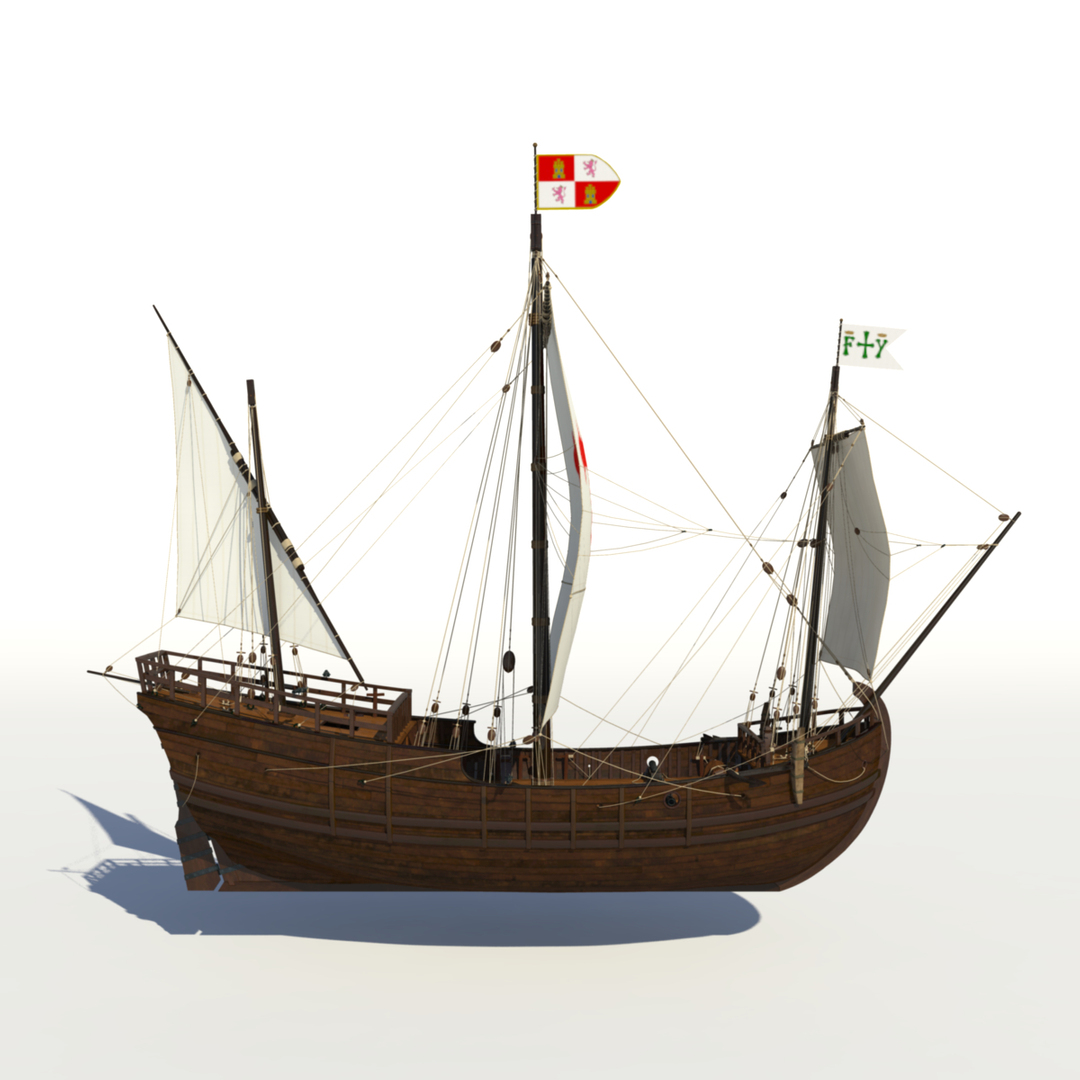 caravel sails ship 3d model