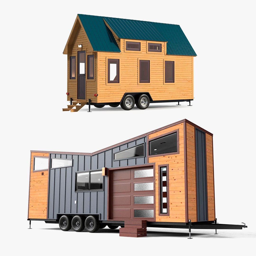 Wheeled Tiny Houses Collection 3D model preview