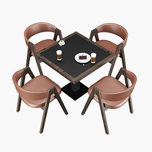 3D Summer cafe table and chairs