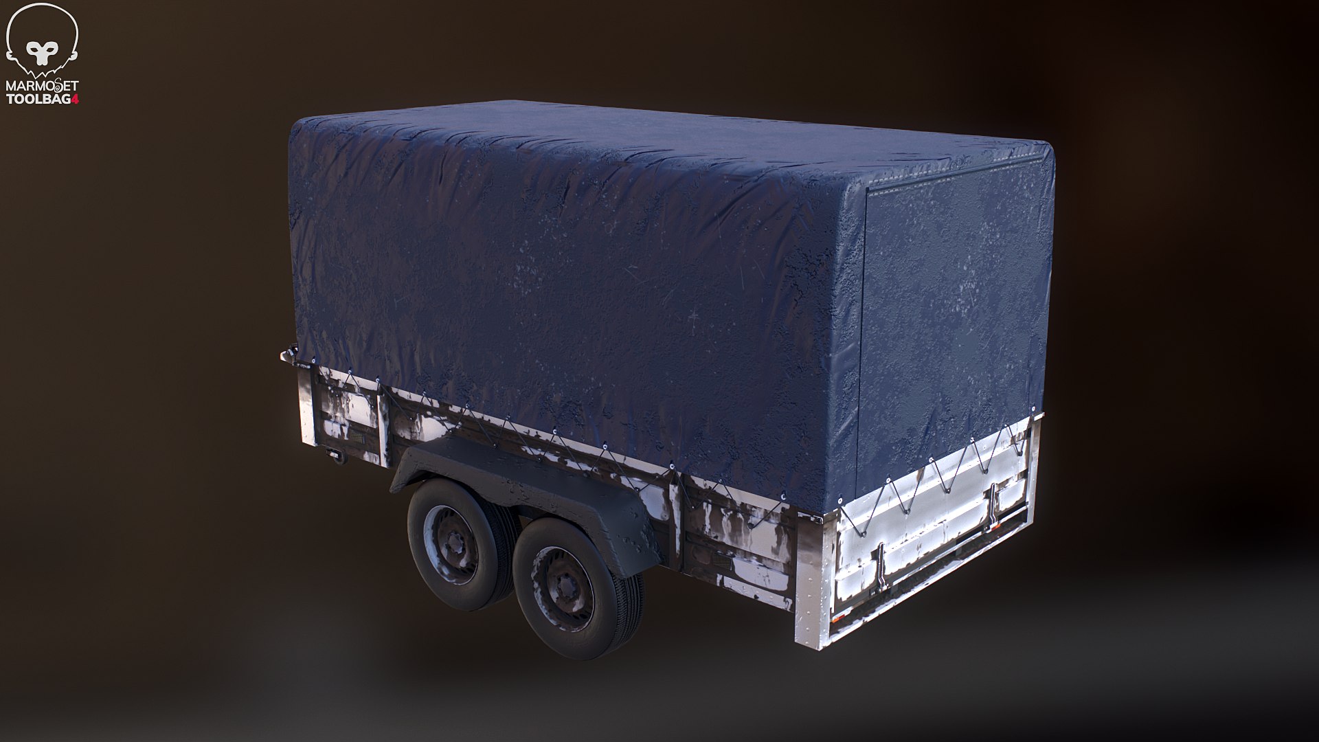 Utility Tandem-axle Car Trailer With Cover Rusted Model - TurboSquid ...