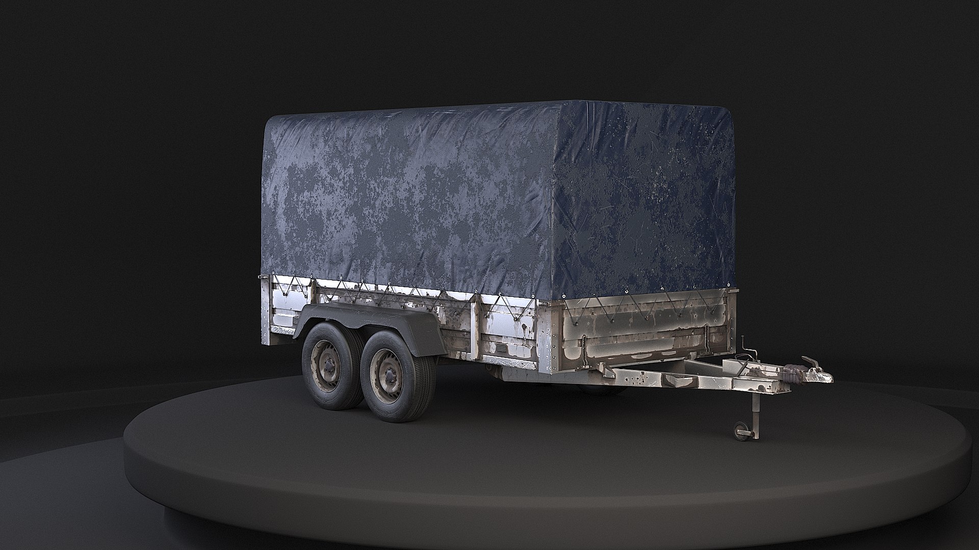 Utility Tandem-axle Car Trailer With Cover Rusted Model - TurboSquid ...