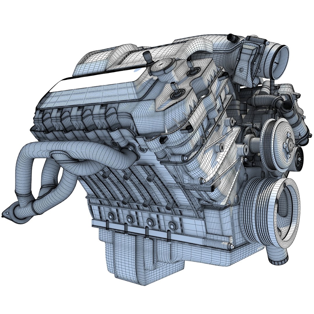 V8 Engine 3d Model