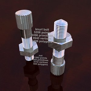 knurled nut bolt screws 3d 3ds